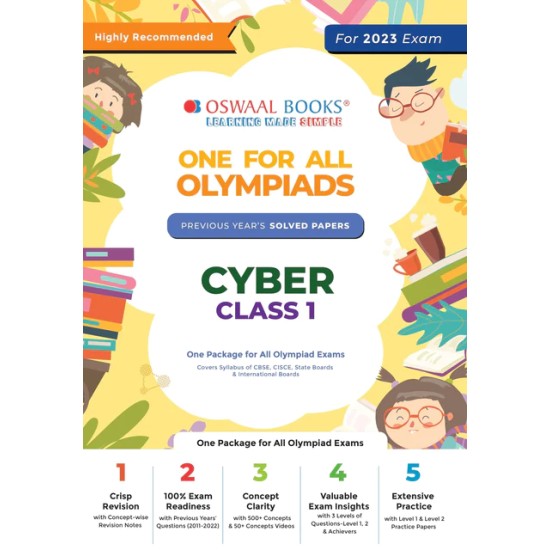One For All Olympiad Previous Years' Solved Papers Class 1 (Set Of 6 Books) Maths, English, Science, Reasoning, Cyber &amp; General Knowledge (For 2023 Exam)