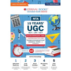 NTA 15 Years' UGC NET / JRF / SET SOLVED PAPERS (2009 - 2023) CHAPTER-WISE & TOPIC-WISE TEACHING & RESEARCH APTITUDE GENERAL PAPER-1 + 15 MOCK TEST PAPERS TEACHING & RESEARCH APTITUDE GENERAL PAPER - 1 (Compulsory) (For 2024 Exam)
