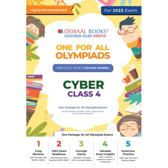 One For All Olympiad Previous Years' Solved Papers Class 4 (Set Of 6 Books) Maths, English, Science, Reasoning, Cyber & General Knowledge (For 2023 Exam)